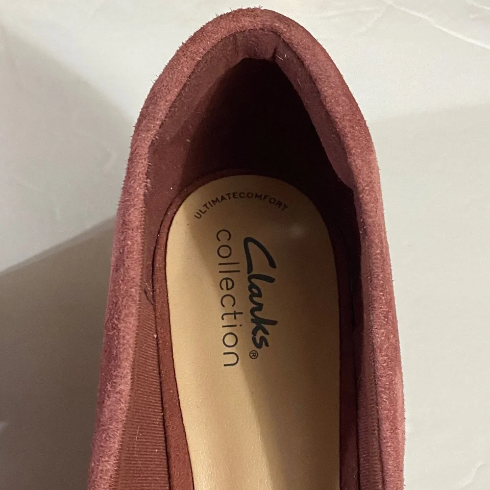Clarks kitten heels, Suede Leather Teresa Step, Pumps, Dk Rose, Sz 11 Wide, NWT - Picture 6 of 11